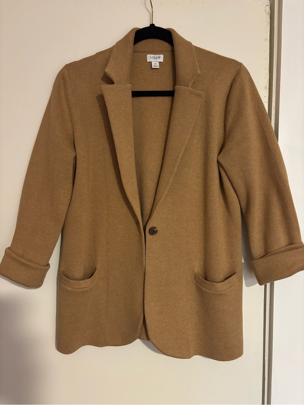 J. Crew Camel Brown Single-Button Schoolboy Sweater Blazer - Picture 6 of 8